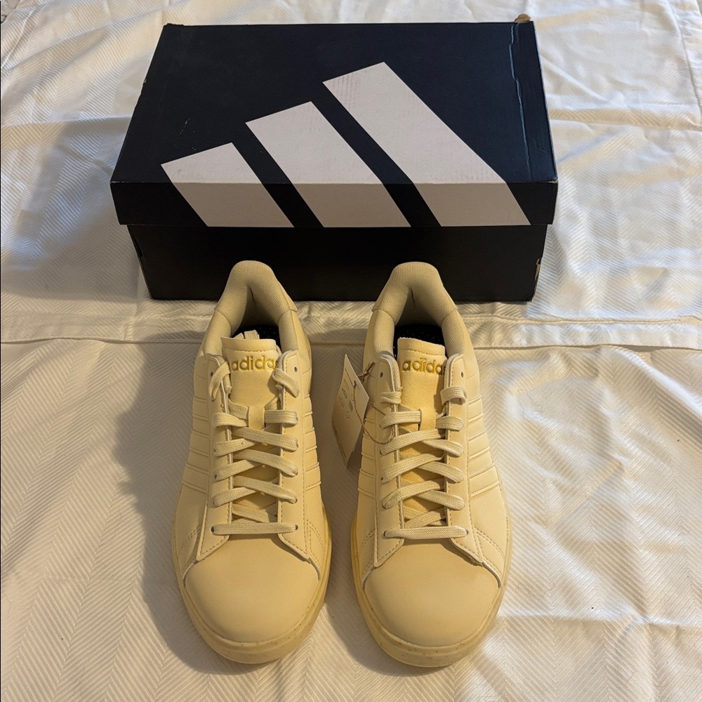 NEW Adidas Grand Court 2.0 Shoes Cream Sparkle JH8681 Sz 7
